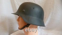 WW2 German M42 Raw Edge Army Heer Helmet Including Zinc & Leather Liner