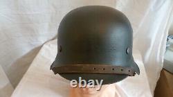 WW2 German M42 Raw Edge Army Heer Helmet Including Zinc & Leather Liner