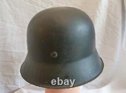 WW2 German M42 Raw Edge Army Heer Helmet Including Zinc & Leather Liner