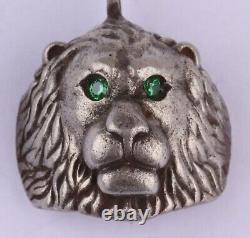 WW2 German Massive LION Pendant WWII Sterling SILVER 835 Head BRUTAL Attack ARMY