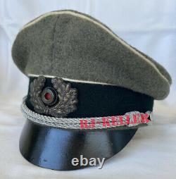 WW2 German Wehrmacht Army HEER Officers Crusher Visor Hat Cap 17th Brunswick Div