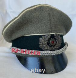 WW2 German Wehrmacht Army HEER Officers Crusher Visor Hat Cap 17th Brunswick Div