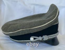 WW2 German Wehrmacht Army HEER Officers Crusher Visor Hat Cap 17th Brunswick Div