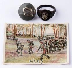 WW2 German ring WWII Germany Army Wehrmacht force Jewelry Hat Button Set badge