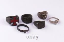 WW2 German ring set WWII Germany 6 pcs Army Wehrmacht force Lion Iron cross Art