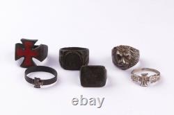 WW2 German ring set WWII Germany 6 pcs Army Wehrmacht force Lion Iron cross Art