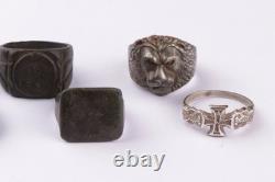 WW2 German ring set WWII Germany 6 pcs Army Wehrmacht force Lion Iron cross Art