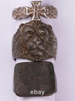 WW2 German ring set WWII Germany 6 pcs Army Wehrmacht force Lion Iron cross Art
