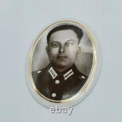 WW2 German soldier glass war uniform wehrmacht picture heer army old oval photo