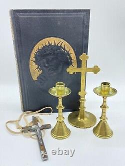 WW2 Period German Chaplains Religious Manual, Crucifix & Alter Set