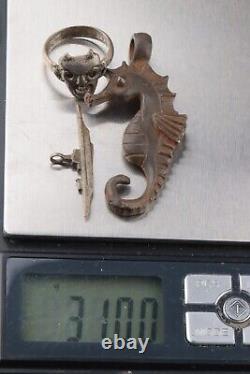 WW2 Sea'n devil RING Seahorse U-Boat GERMAN Pendant WWII Navy KRIEGSMARINE Army