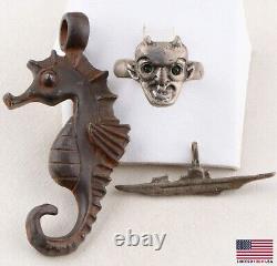 WW2 Sea'n devil RING Seahorse U-Boat GERMAN Pendant WWII Navy KRIEGSMARINE Army