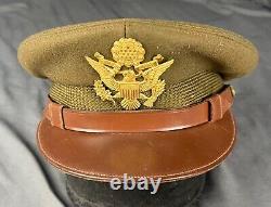 WW2 US Army Air Corps Officer Visor Cap Hat Saks New York NAMED German veteran