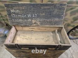WW2 very rare German Army wooden box for 12cmGr. W. 42(r), dated, maker stamps