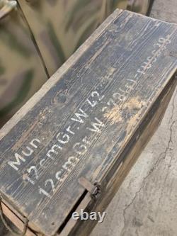 WW2 very rare German Army wooden box for 12cmGr. W. 42(r), dated, maker stamps