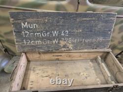 WW2 very rare German Army wooden box for 12cmGr. W. 42(r), dated, maker stamps