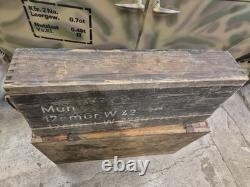 WW2 very rare German Army wooden box for 12cmGr. W. 42(r), dated, maker stamps