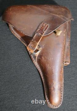 WWI Imperial German Army P. 08 Luger Holster Brown Leather Hard Shell 1915 P08