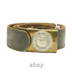 WWI Original Imperial German Prussian Army Leather Belt & Brass Buckle Size 98