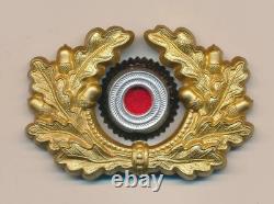 WWI WWII German heer army visor wreath cap medal pin officer badge GENERAL GOLD