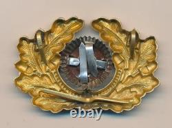 WWI WWII German heer army visor wreath cap medal pin officer badge GENERAL GOLD