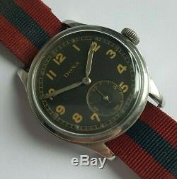 WWII 40s Doxa German Army Issued Military Sub-Second Watch 34mm Diameter