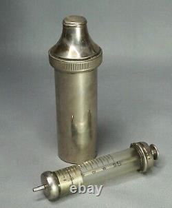 WWII Antique German Army Henke Glass Brass 10cc Syringe Sterilizer Container Box