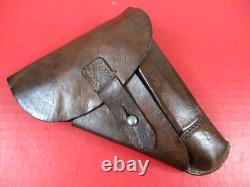 WWII Era German Military Brown Leather Flap Holster Walther PP Pistol NICE 2