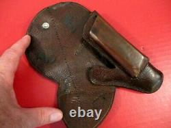 WWII Era German Military Brown Leather Flap Holster Walther PPK Pistol XLNT