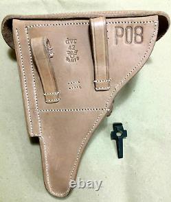 WWII GERMAN LUGER P08 Hardshell LEATHER HOLSTER w. Takedown TOOL LOT of 10