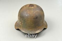 WWII GERMAN M42 CAMOFLAGED ARMY HELMET withLINER & CHINSTRAP