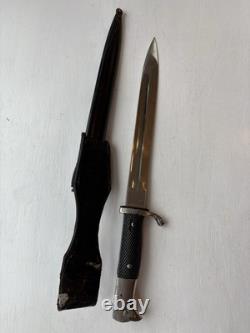 WWII German Army Dress Bayonet with Scabbard & Leather Frog 17-27