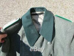 WWII German Army GBJ Officers Tailor Made Wool Overcoat with Dark Green Collar