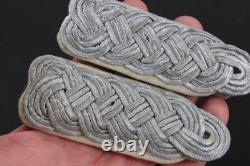 WWII German Army HEER Major Infantry Shoulder Boards Silver Bullion, Slip-On