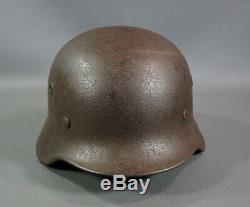 WWII German Army Heer Wehrmacht M40 Steel Combat Helmet Size Q62 Linear Authent