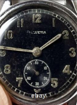 WWII German Army Helvetia Military Wristwatch Antique Swiss 80 Years Old