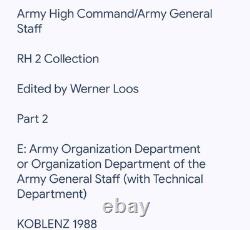 WWII German Army High Command Federal, Archival Aids, Werner Loos Koblenz 1988