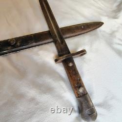 WWII German Army K98 Mauser Combat Bayonet With Muzzle Ring Scabbard WW2 Patina