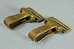 WWII German Army Officer Uniform Leather Belt Dagger Hanger Dog Snap Brass Clips