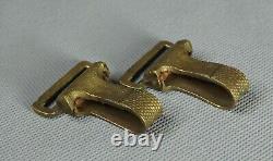 WWII German Army Officer Uniform Leather Belt Dagger Hanger Dog Snap Brass Clips