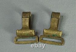 WWII German Army Officer Uniform Leather Belt Dagger Hanger Dog Snap Brass Clips