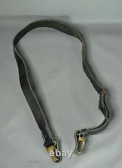 WWII German Army Officers Soldier Belt Black Leather Shoulder Cross Sling Strap