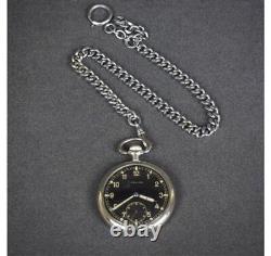 WWII German Army Pocket Watch Military HELIOSD59584H Black Dial Round Silver