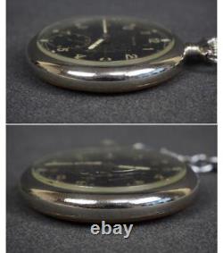 WWII German Army Pocket Watch Military HELIOSD59584H Black Dial Round Silver