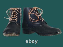 WWII German Army Style Hobnail Boots Black Leather Studded Repro Combat Boots