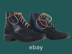 WWII German Army Style Hobnail Boots Black Leather Studded Repro Combat Boots