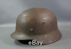 WWII German Army Wehrmacht M40 Steel Combat Helmet Size Q62 w Linear Authentic