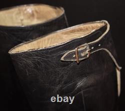 WWII German Army Wehrmacht Officers Black Leather Riding Boots Larger Sz Supple