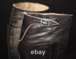 WWII German Army Wehrmacht Officers Black Leather Riding Boots Larger Sz Supple