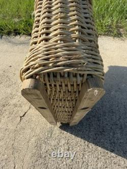 WWII German Army Wicker Artillery Basket Ammo Shell Carrier Holds 4 Shells